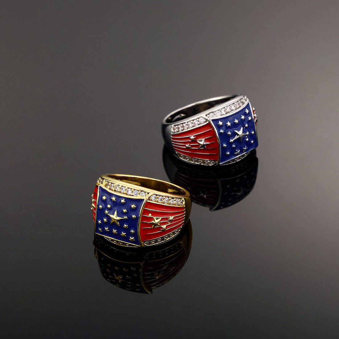 Chunky Gold Plated USA Flag Rh - DippedShop Wholesale - #0947