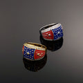 Chunky Gold Plated USA Flag Rhinestones Wide Ring 8ZA6JRG205T