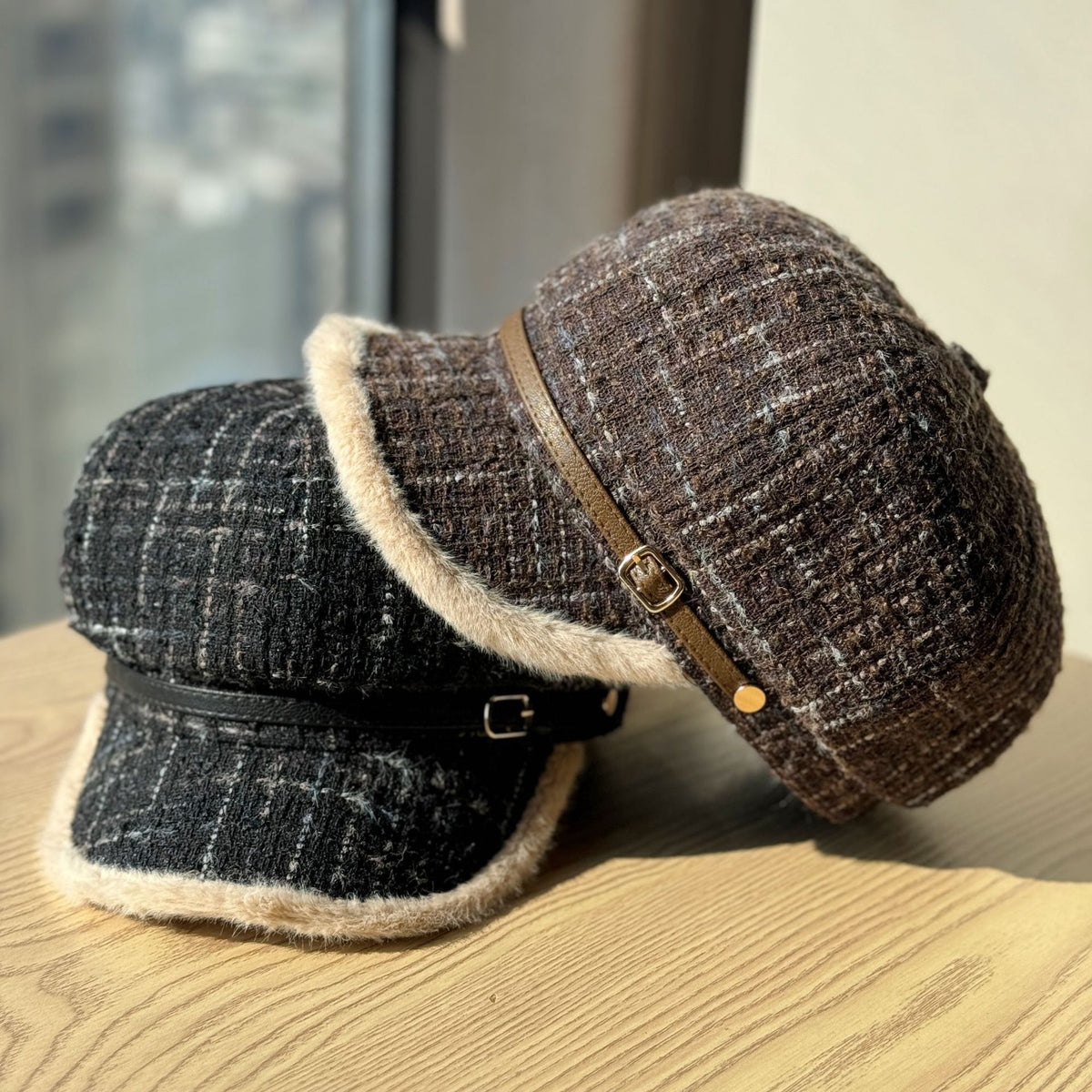 Tweed Plaid Beret Hat - DippedShop Wholesale - #4051