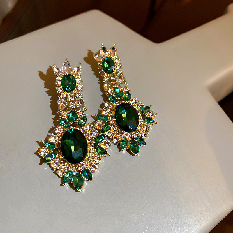 Fashion Green Cubic Zirconia Flower Stud Earrings 6W6JER752