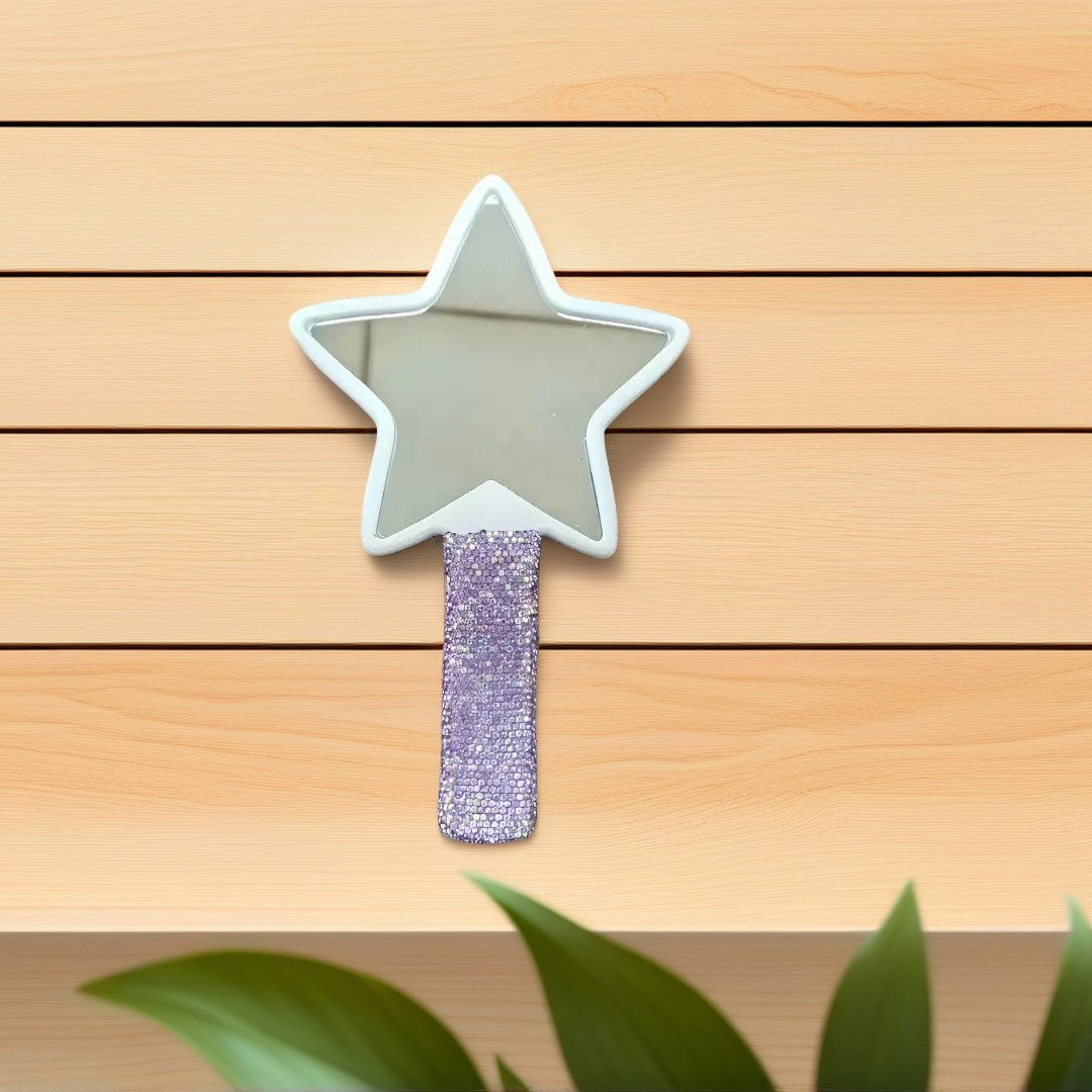 Cute Star Shaped Rhinestone Handheld Mirror 6C5MR102