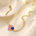 Retro Gold Plated USA Flag Chain Bracelet 8ZA6JBR304L