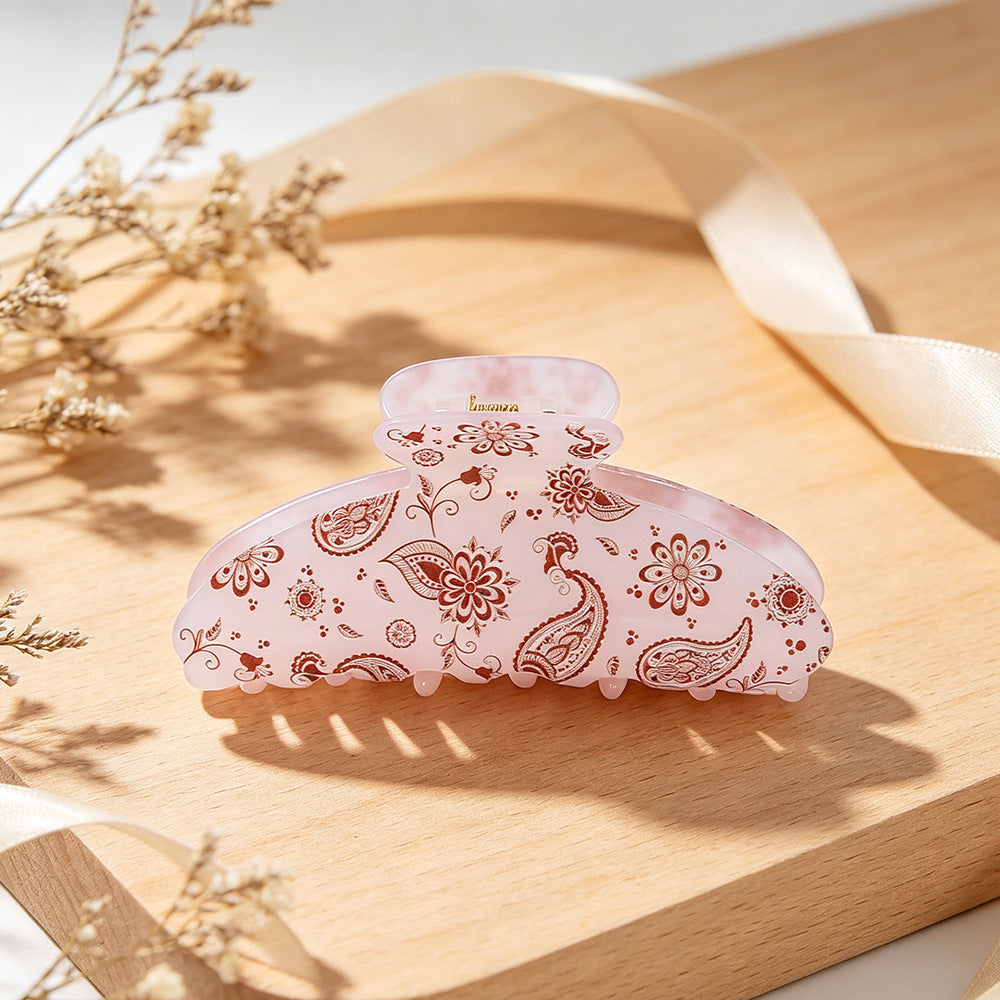 Boho Style Paisley Print Acrylic Hair Clip 6W6HCP1630