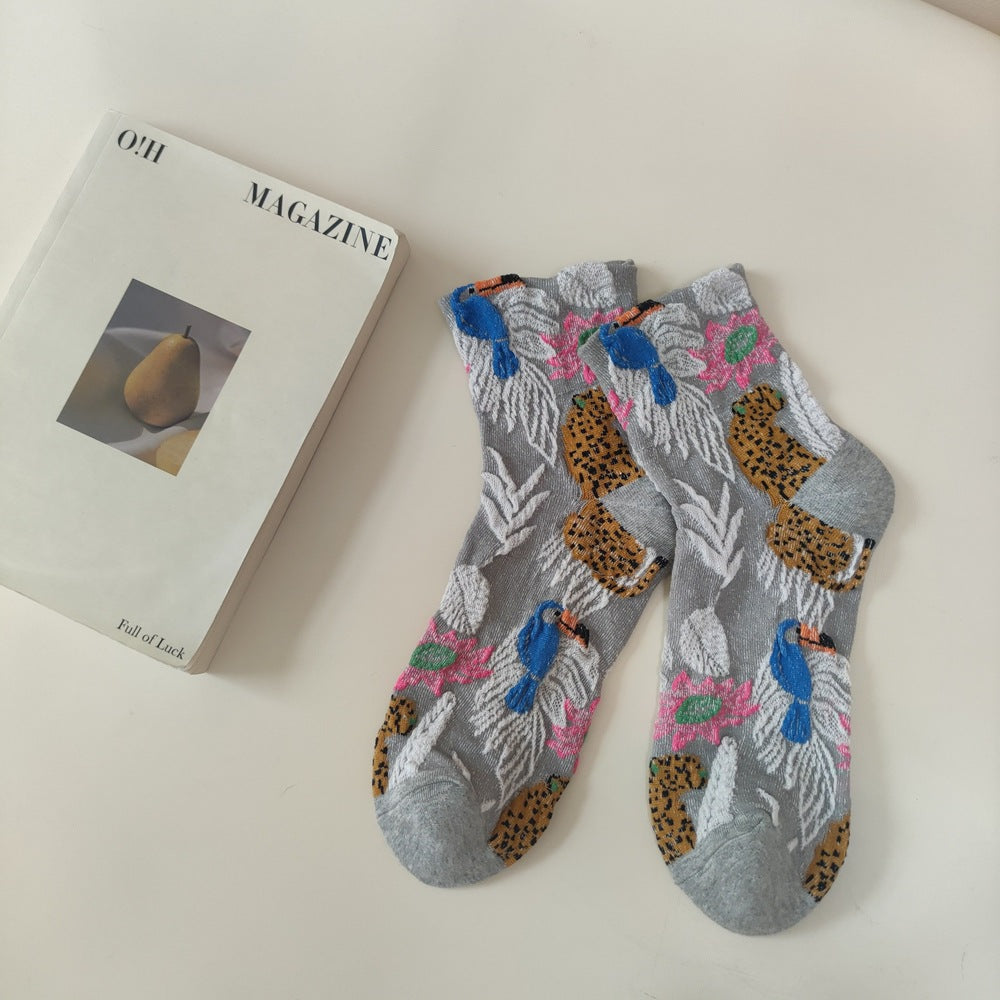 Boho Style Color Block Jacquard Crew Socks 6W8FSO742
