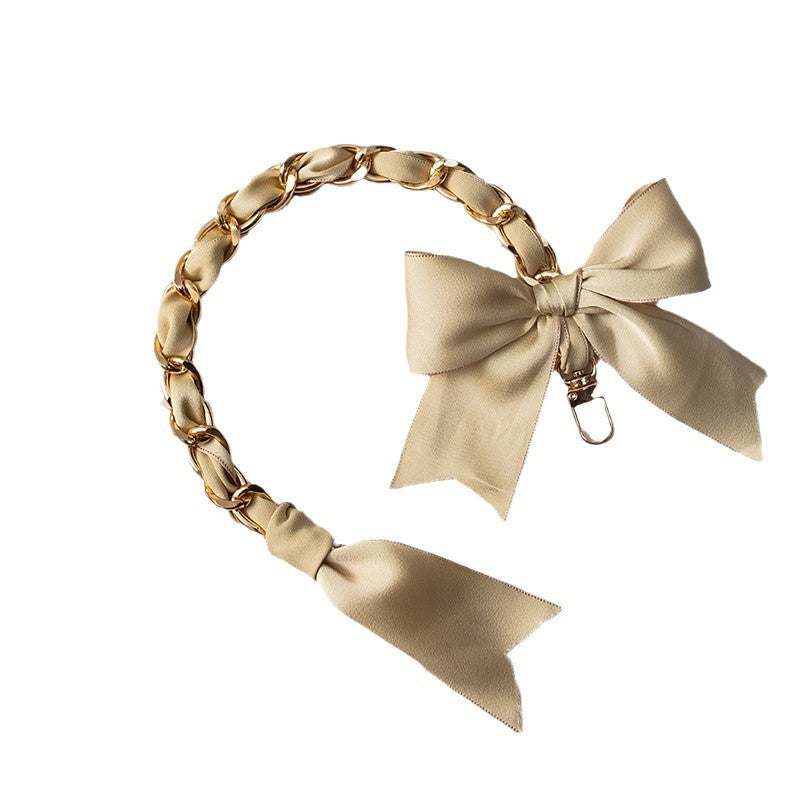 Elegant Silk-Wrapped Metal Chain Bag Charm DP25H608
