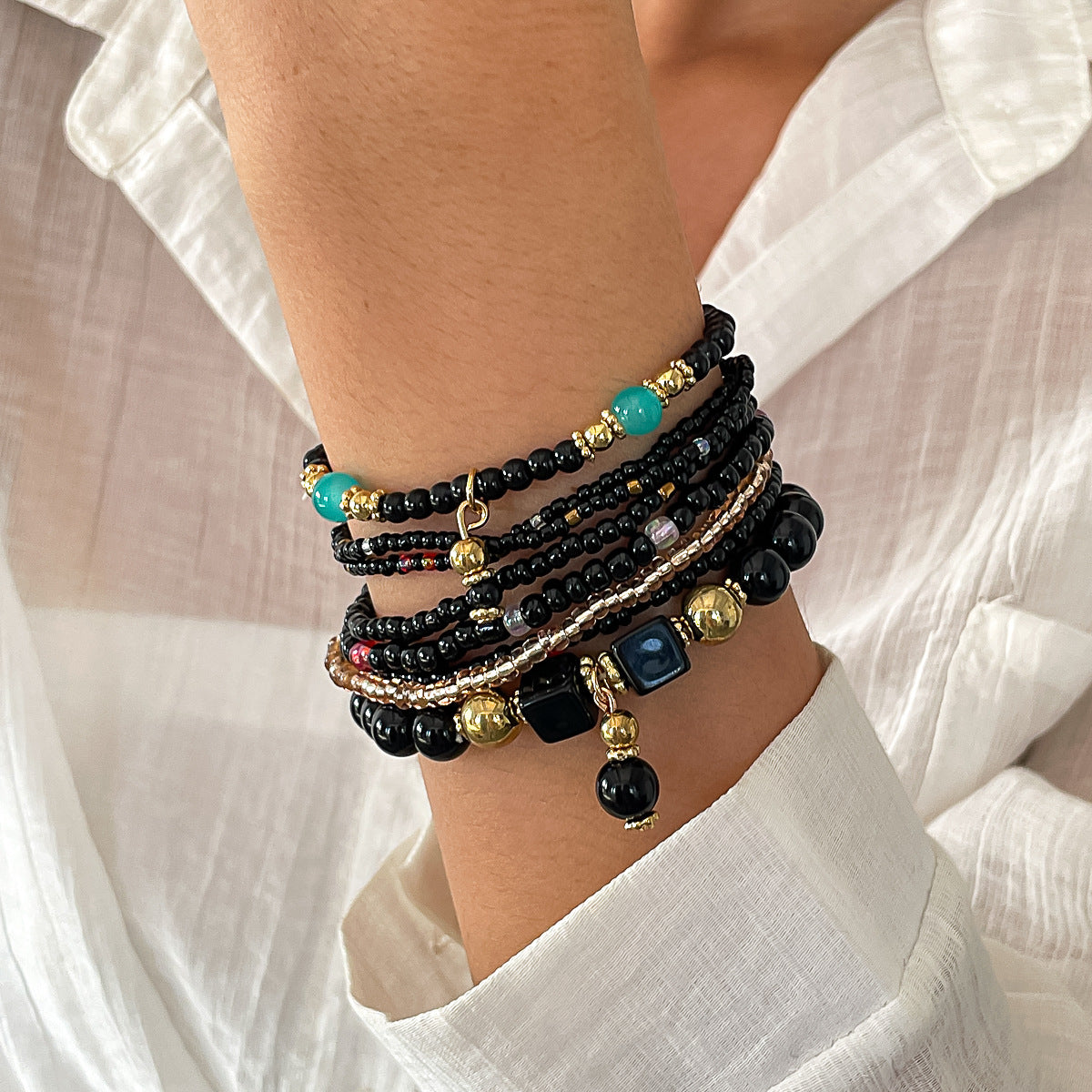 Boho Style Multi Layer Beaded Chain Bracelets 6W6JBR632