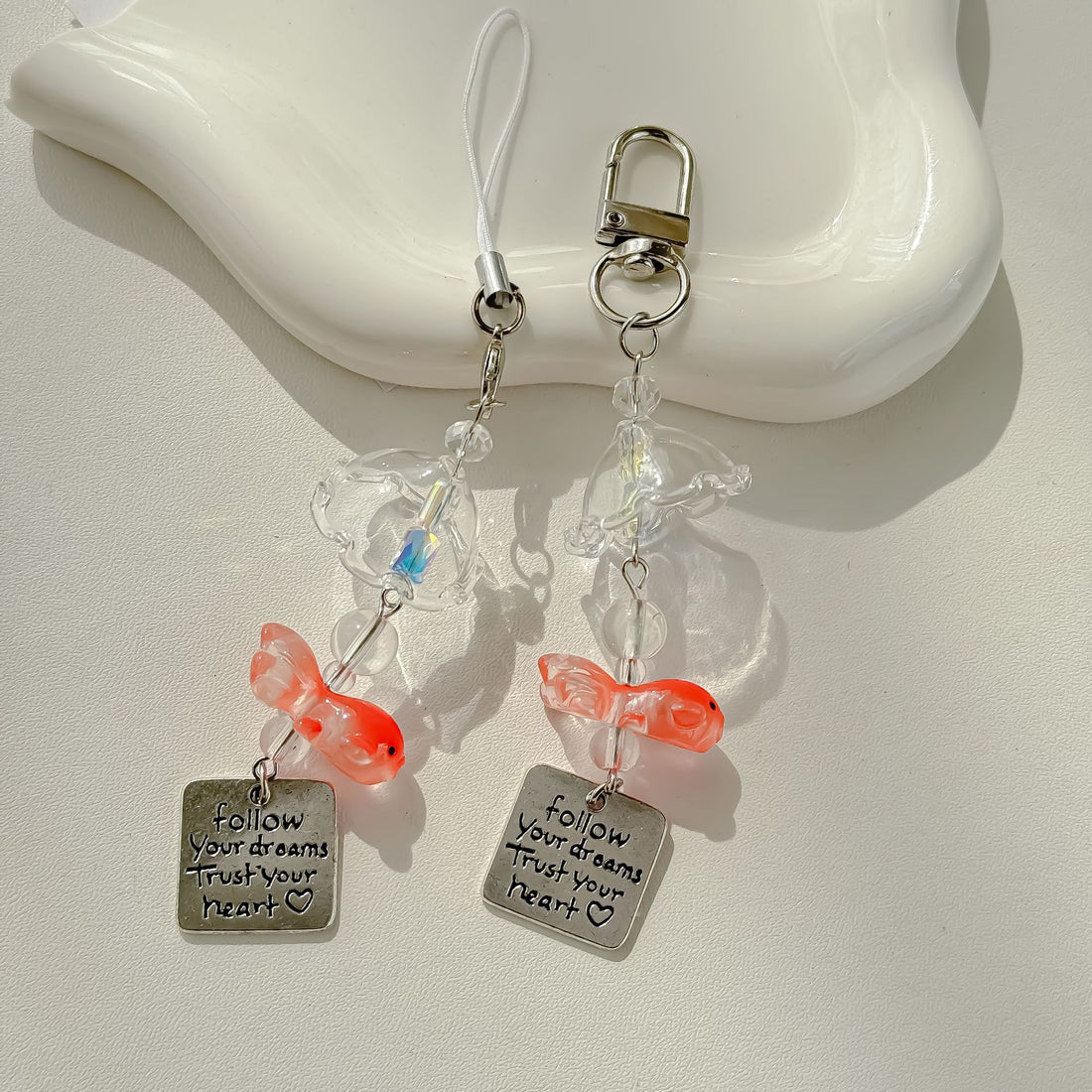 Cute Goldfish Wind Chime Crystal Bag Charm DP25C905