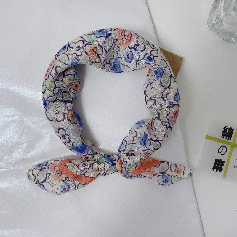 Sweet Butterfly Print Solid Color Silk Scarf 6W6NSI263