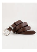 Minimalist Silver Buckle Versatile Leather Belt 6W6JBT156