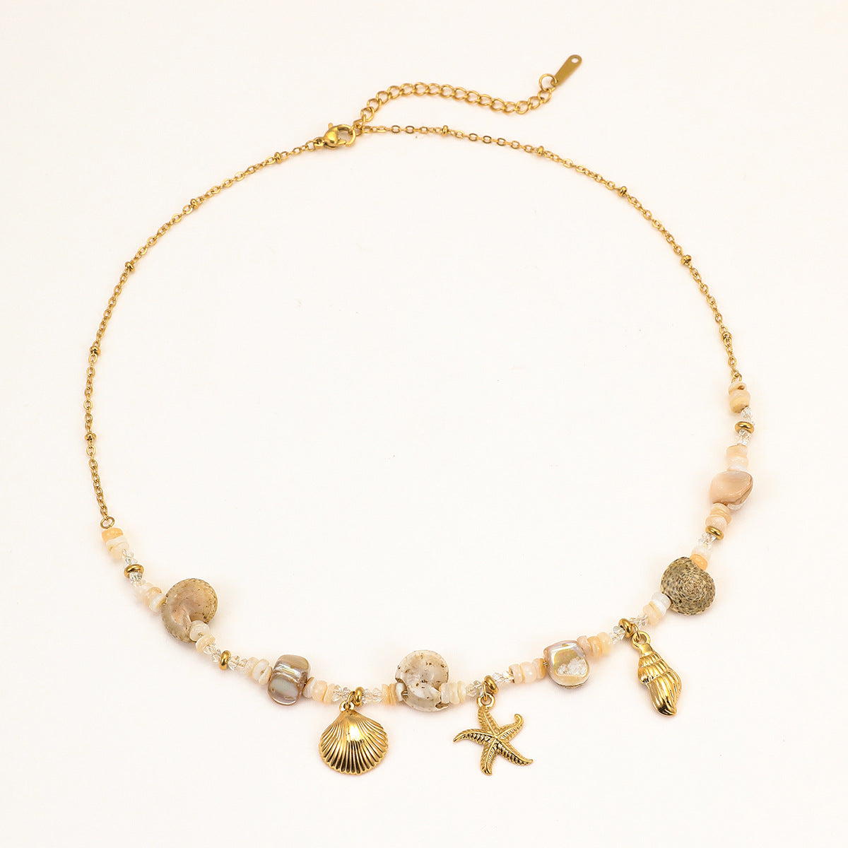 Retro Starfish Stone Beaded Necklace - DippedShop Wholesale - #6259