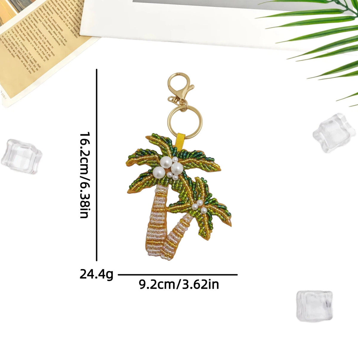 Stylish Handmade Beads Coconut Tree Pendant Keychain 6W10BBC808