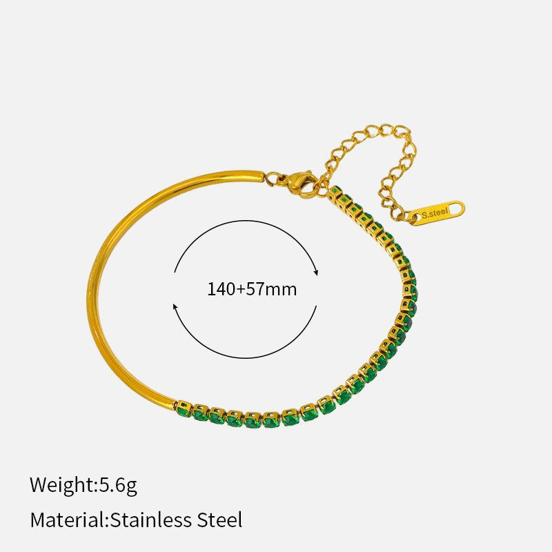 Minimalist Cubic Zirconia Gold Plated Chain Bracelet 6W6JBR522