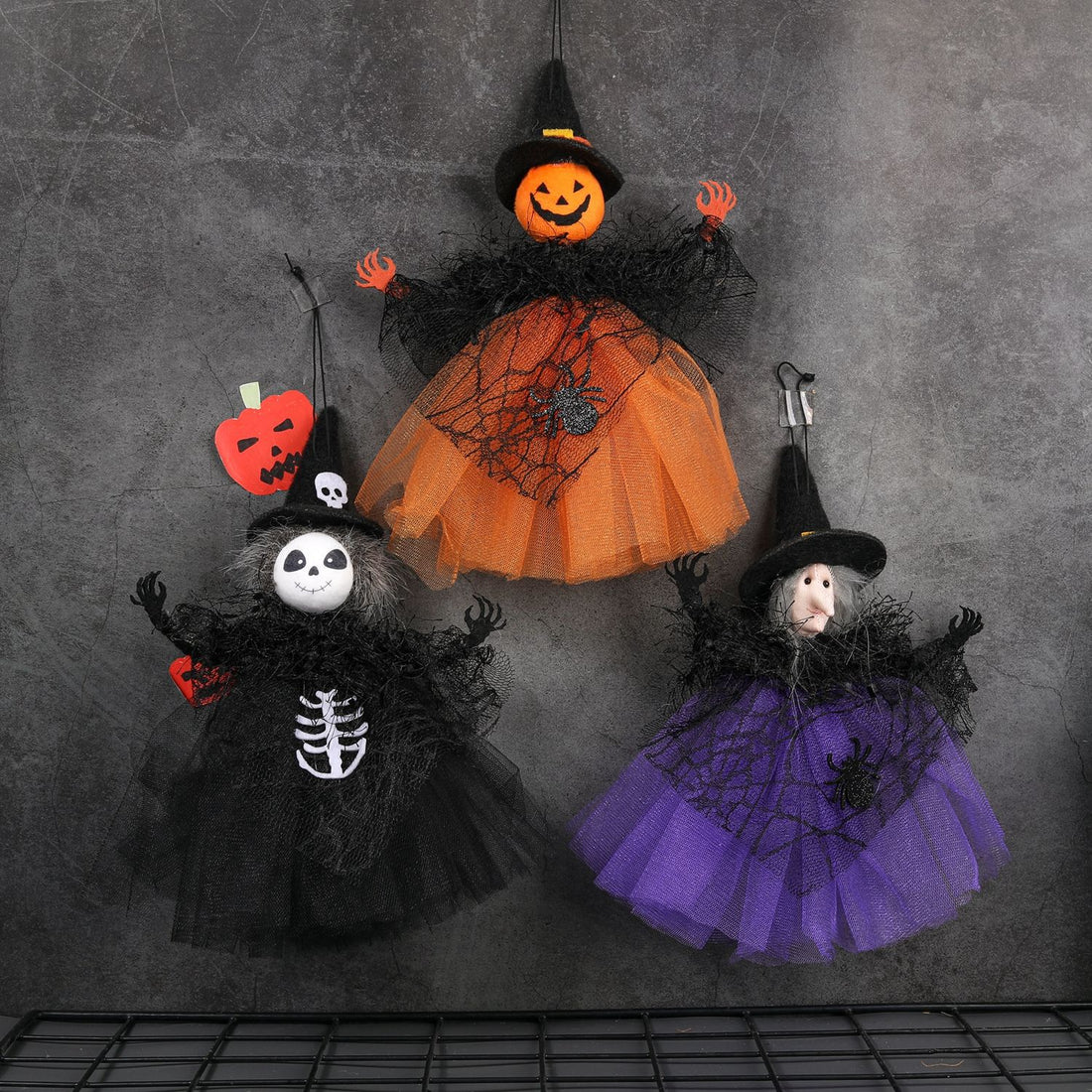 Mesh Pumpkin Witch Ghost Halloween Doll DPJD2621