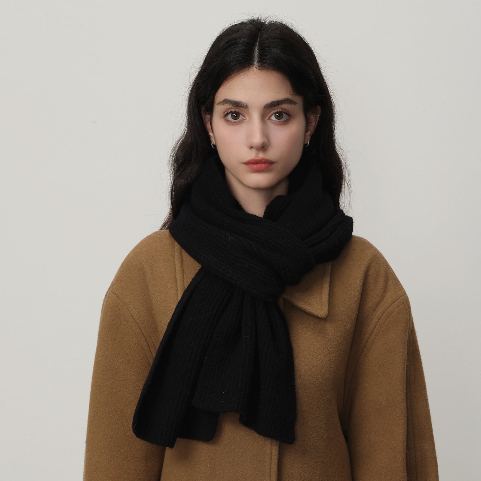 Versatile Solid Color Knit Wool Scarf 6W6NSW301