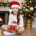 Christmas Color Block Striped Knit Beanie with Pompom 6W6HAT827