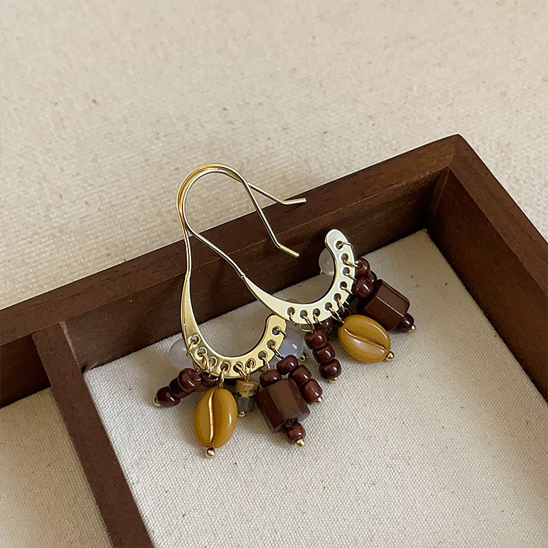 Bohemian Beaded Drop Tassel Hook Earrings DP25E586