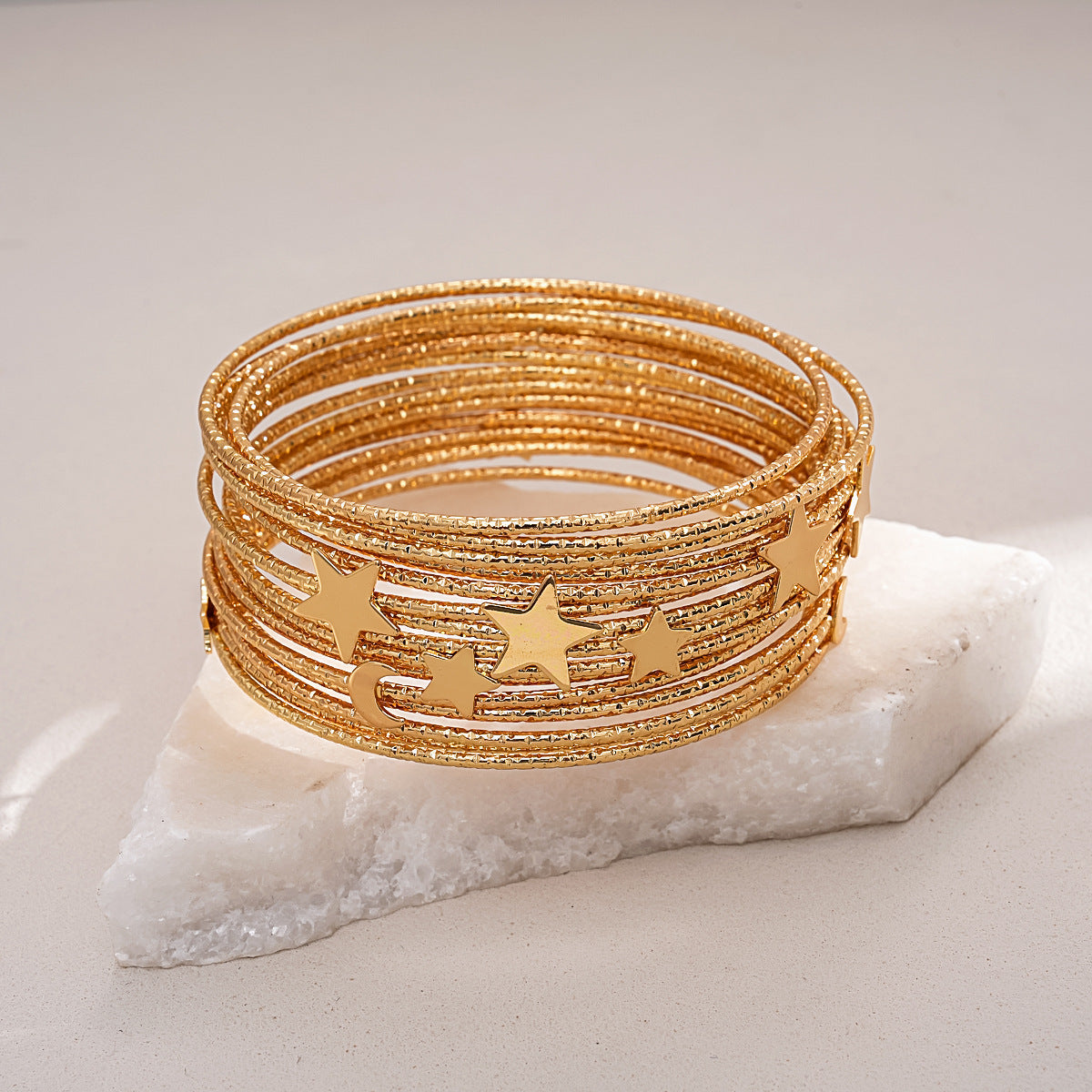 Trendy Star Moon Multi-Layer Gold Plated Bracelet 6W6JBR584