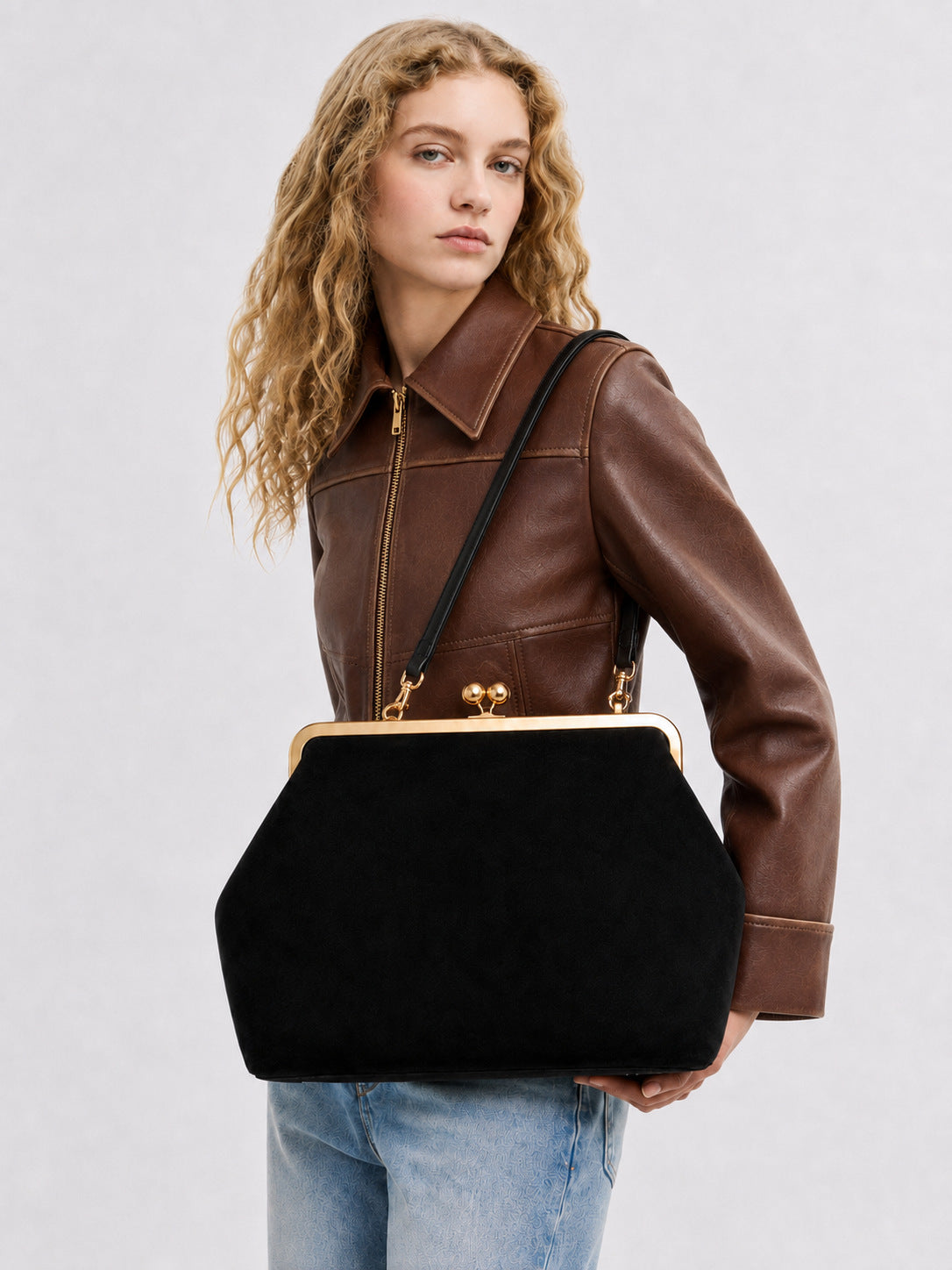 Trendy Kiss Lock Top Handle Evening Tote Bag 6W10BBG2397