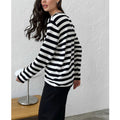 Round Collar Stripe Sweater - DippedShop Wholesale - #2659