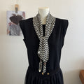 Vintgae Color Block Wave Striped Knit Scarf 6W6NSC97