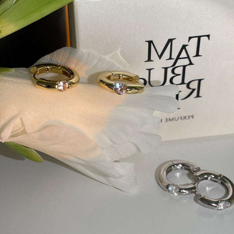 Cubic Zirconia Huggie Hoop Earrings - DippedShop Wholesale - #1699