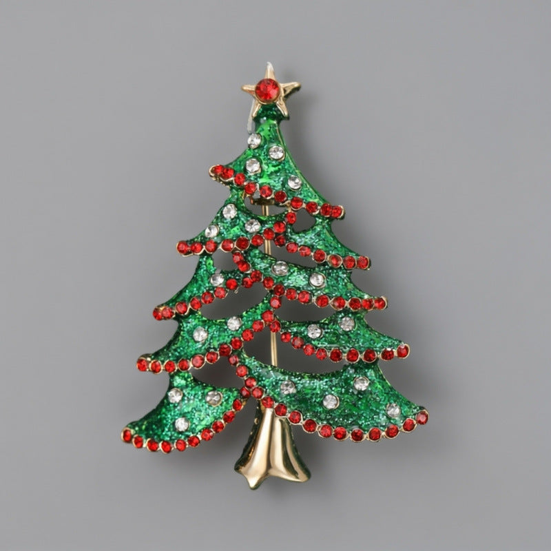 Sparkling Rhinestone Christmas Tree Brooch Pin 6W6JPB59