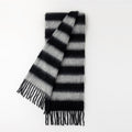 Mohair Color Block Striped Tassel Scarf 6W6NSW276