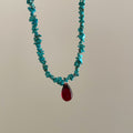 Boho Irregular Natural Stone Beaded Chain Necklace 6W6JNC444