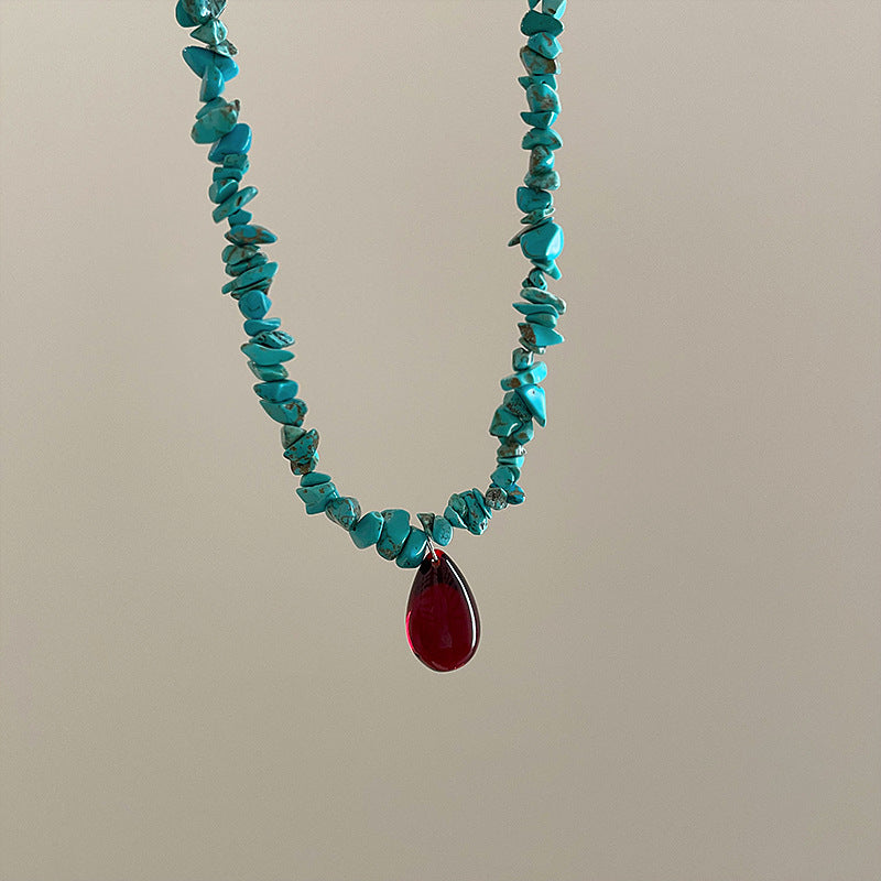 Boho Irregular Natural Stone Beaded Chain Necklace 6W6JNC444
