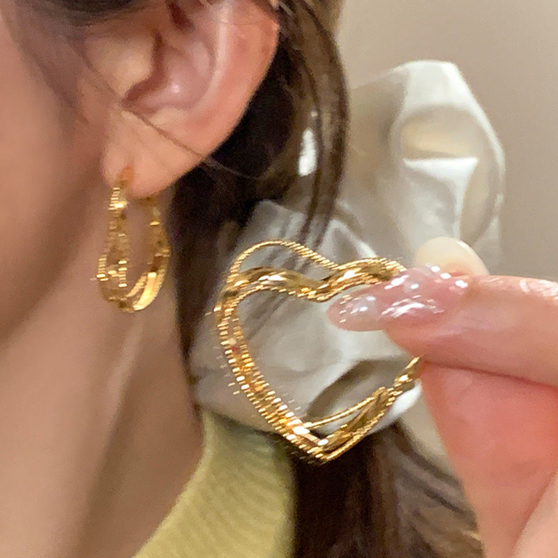 Chunky Heart Hoop Earrings - DippedShop Wholesale - #7155