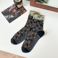 Vintage Floral Embossed Cotton Crew Socks 6W8FSO737
