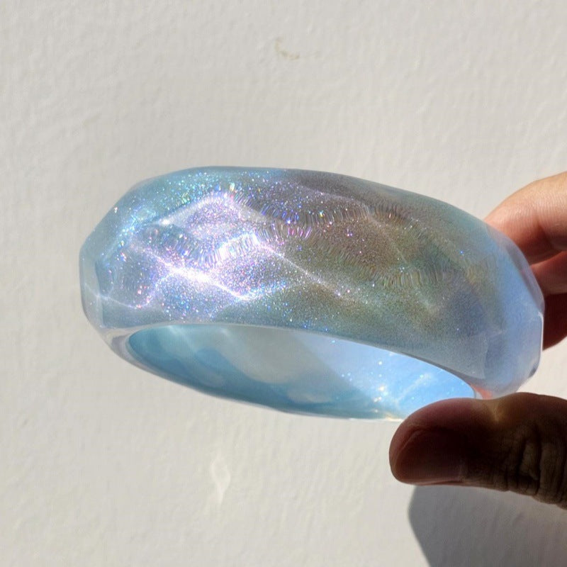 Colorful Geometric Irregular Shimmer Resin Bangle DP25D725