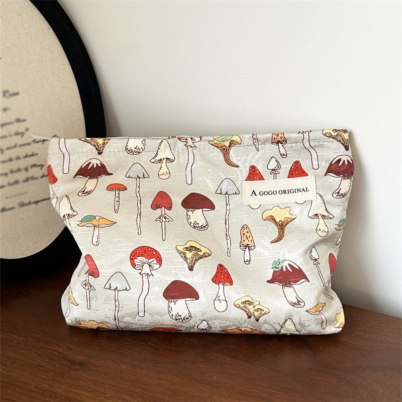 Vintage Mushroom Print Large Capacity Makeup Bag MK2BW6S10BOB66