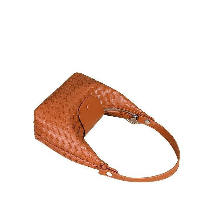 Casual Solid Color Woven Dumpling Handbag 6W10BBG1391