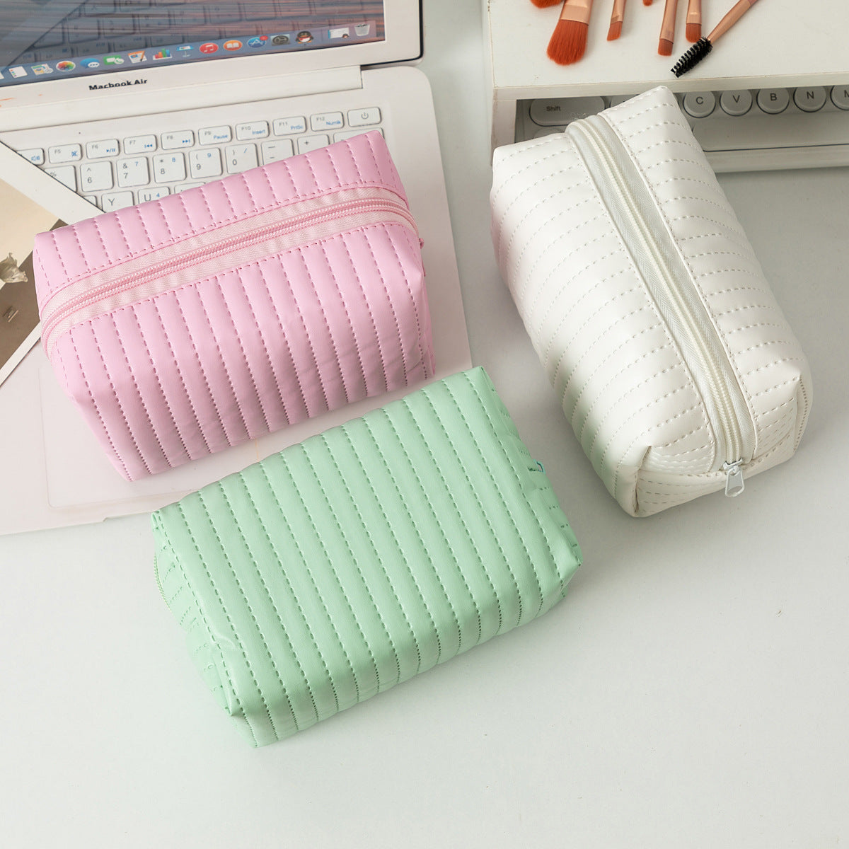 Minimalist Solid Color PU Cosmetic - DippedShop Wholesale - #7715