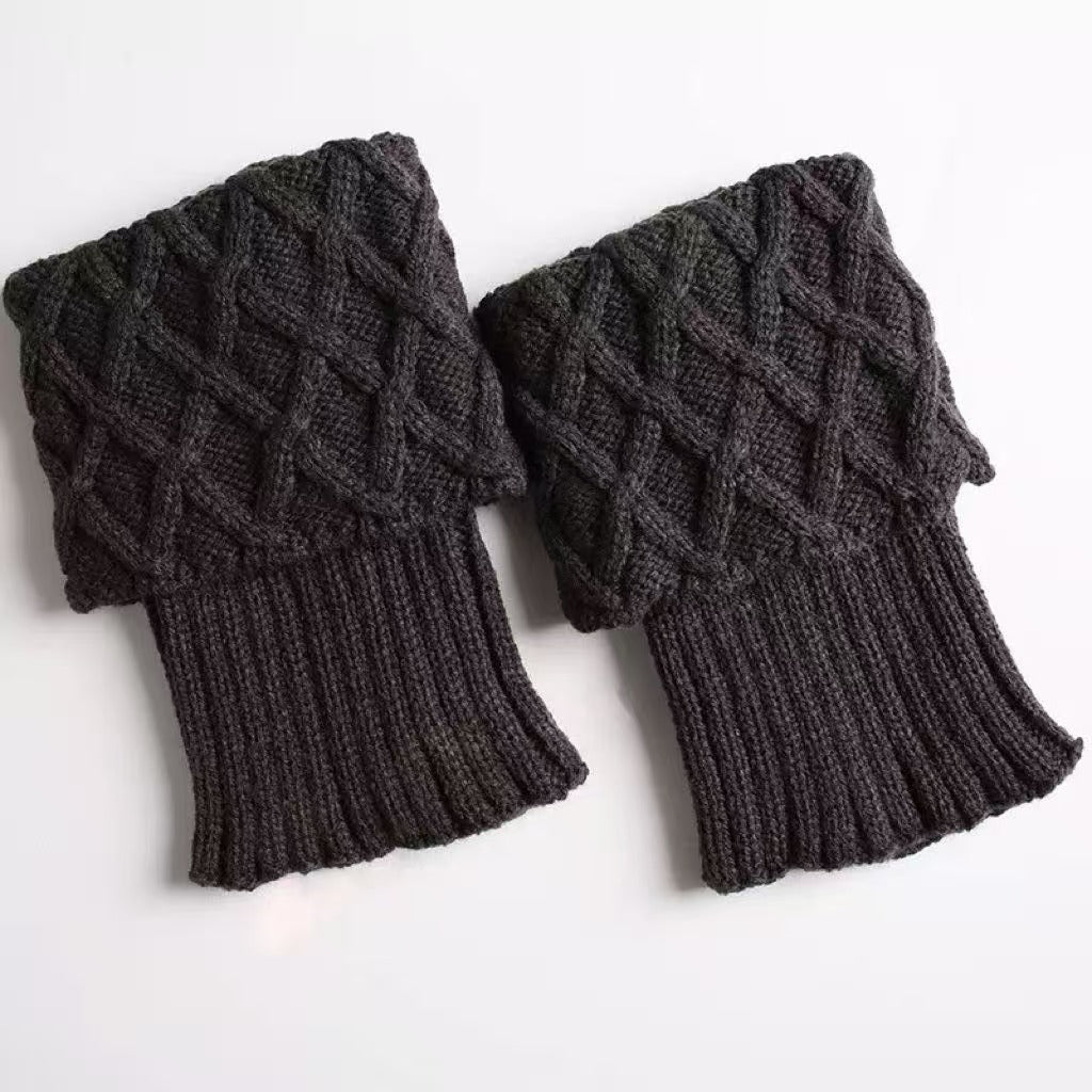 Diamond Crochet Short Cable Knit Boot Cuffs 6W8FSO882