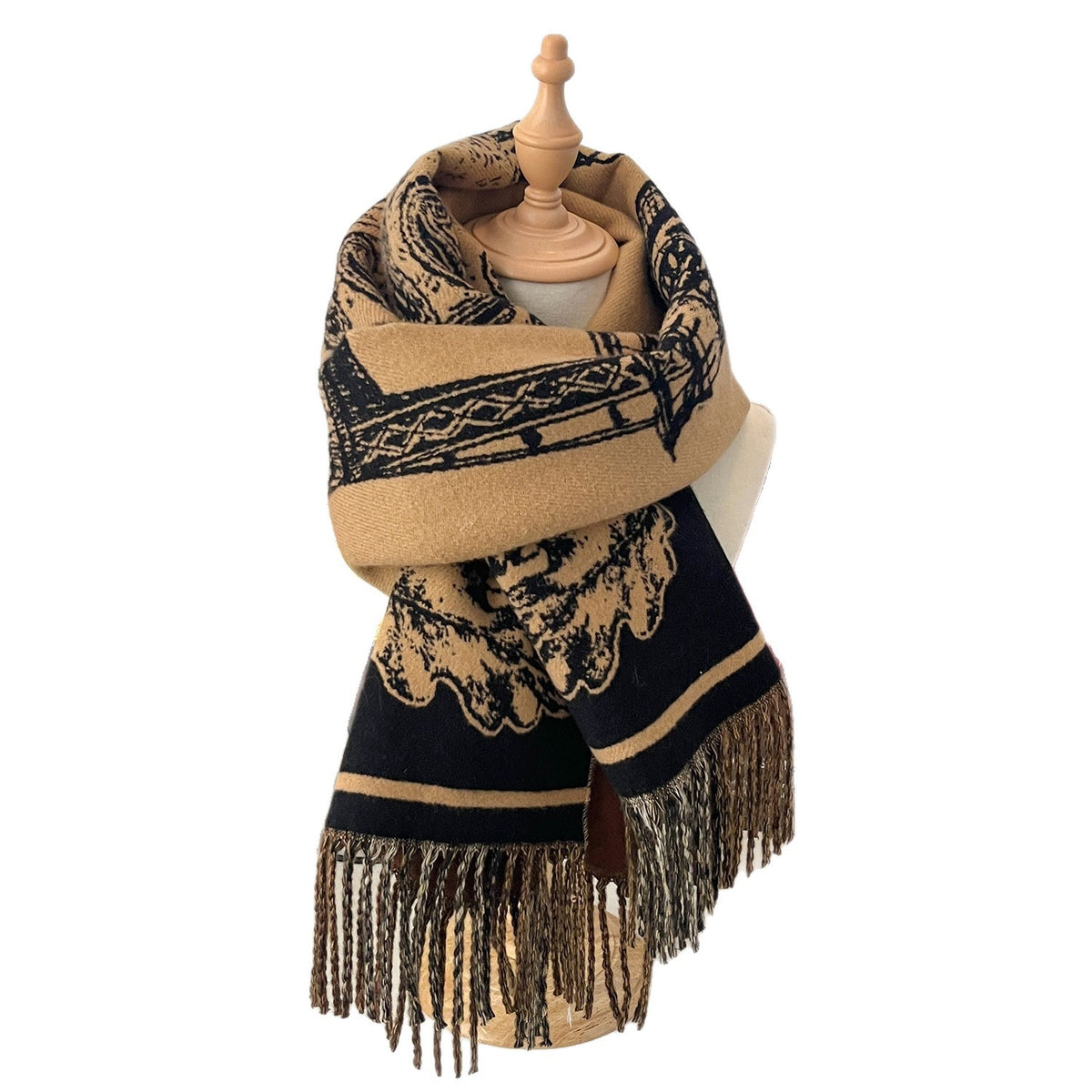 Reversible Plaid Tassel Shawl Scarf - DippedShop Wholesale - #4419