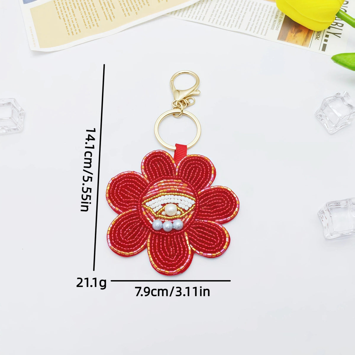 Creative Beaded Embroidery Lemon Pendant Keychain 6W10BBC810