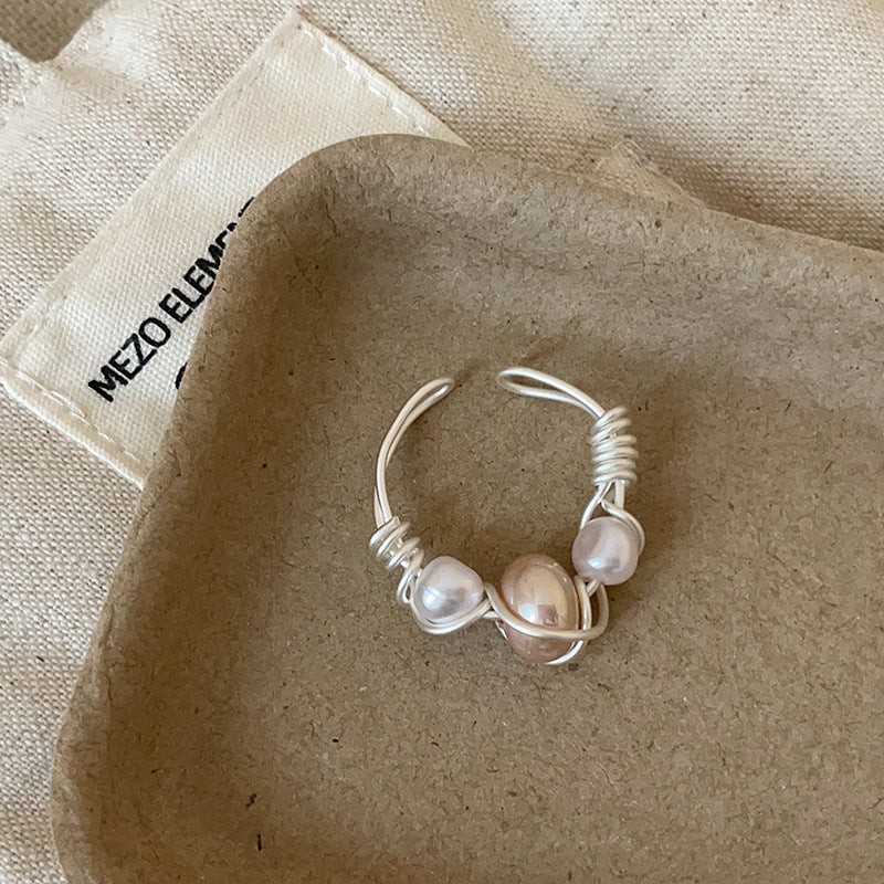 Open Pearl Wrapped Ring - DippedShop Wholesale - #7507
