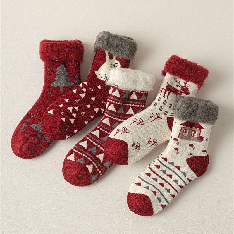 Christmas Reindeer Winter Fuzzy Crew Socks DP25G757