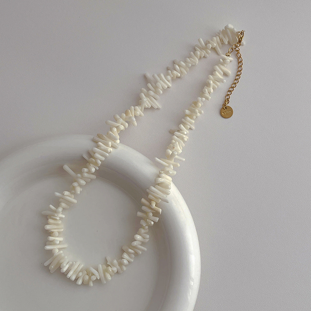 Minimalist Irregular Handmade Coral Choker Necklace DDP25D765
