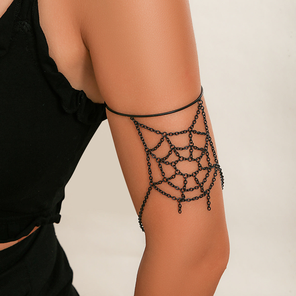 Cobwebbed Black Chain Cool Arm Cuff DPJAC2425