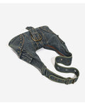 Stylish Washed Denim Stud Splice Underarm Bag 6W10BBG1339