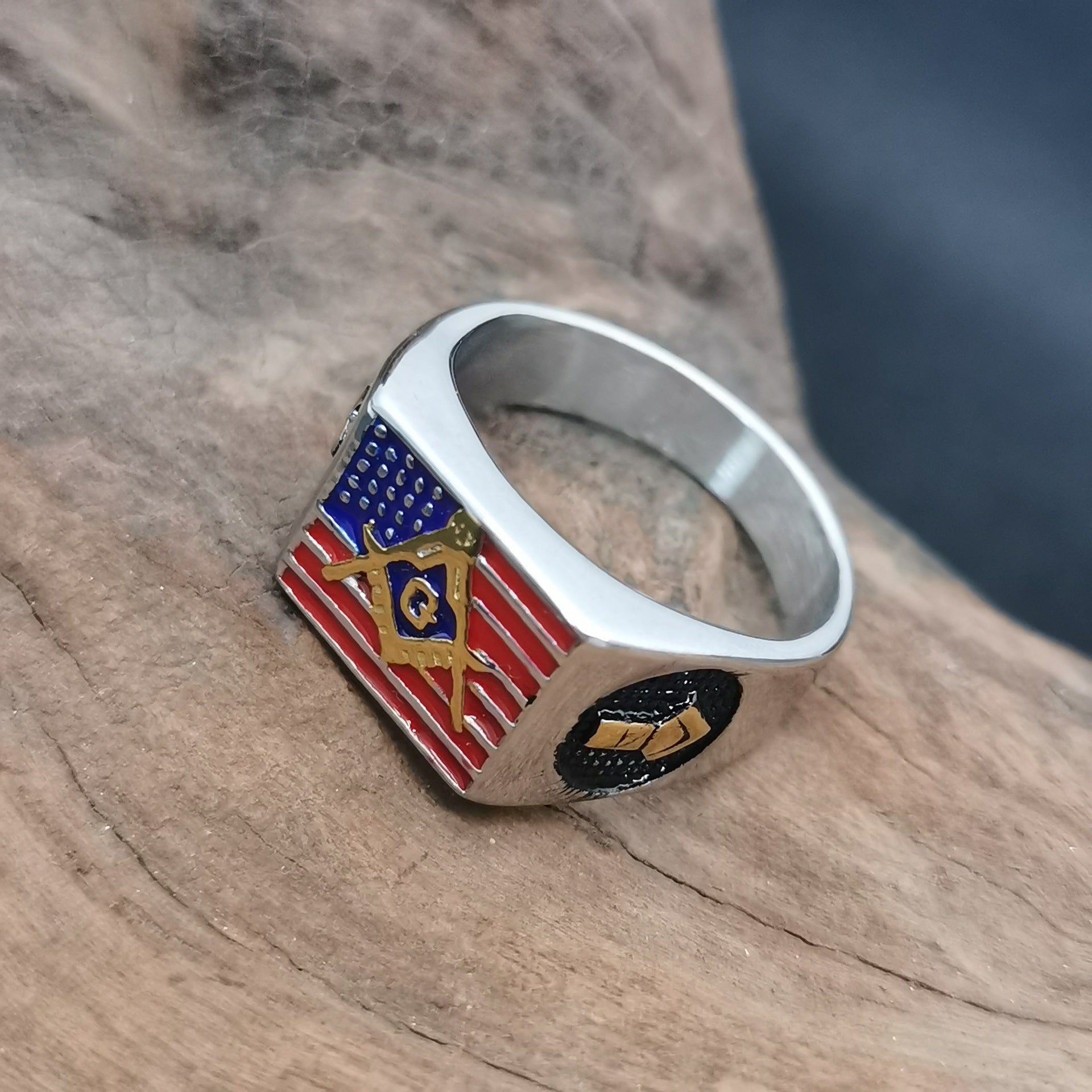 Vintage USA Flag Polished Surface Ring 8ZA6JRG204T