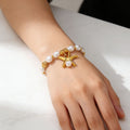 Elegant Pearl Shell Charm Beaded Chain Bracelet 6W6JBR523