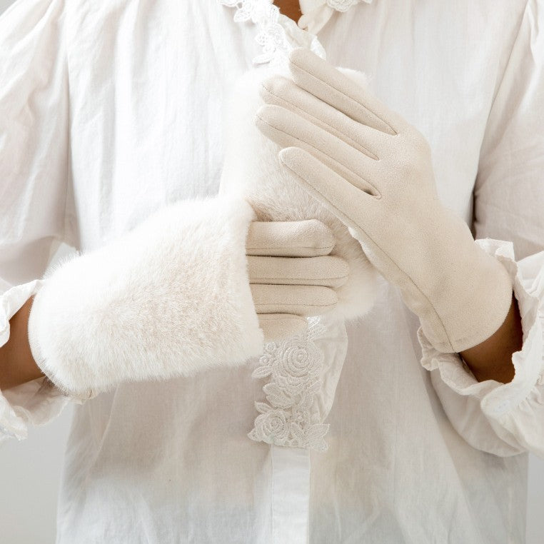 Faux Fur Touchscreen Gloves - DippedShop Wholesale - #0291