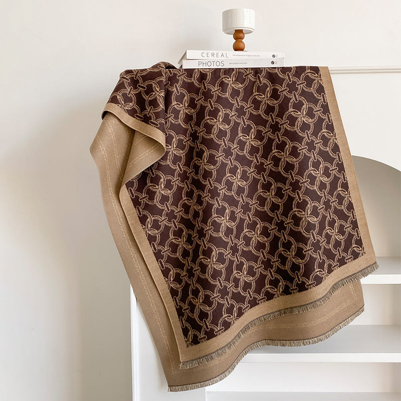 Reversible Jacquard Shawl Wrap - DippedShop Wholesale - #4307