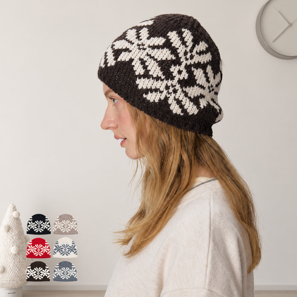 Snowflake Jacquard Knit Beanie - DippedShop Wholesale - #5315