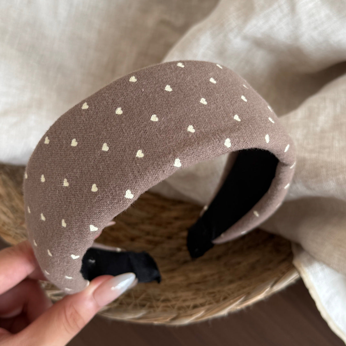 Heart Print Wide Headband - DippedShop Wholesale - #9235