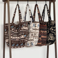 Vintage Jacquard Pattern Plush Commuter Tote Bag 6W10BBG2492